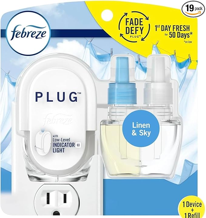 Generic Febreze Fade Defy PLUG Air Freshener &amp Odor Fighter Starter Kit Oil Refill - (1) .87 fl. oz. Oil Refill (Linen &amp Sky)