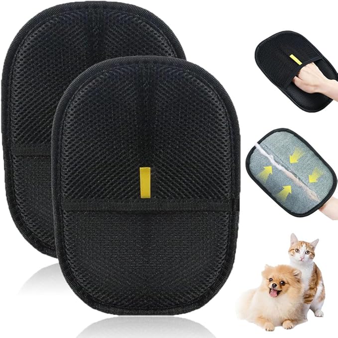 2 Pcs Pet Hair Removal Glove for Dogs &amp Cats 2026 New Electrostatic Pet Hair Glove Reusable Pet Hair Remover Tool for Laundry Couch Carpet (#01)