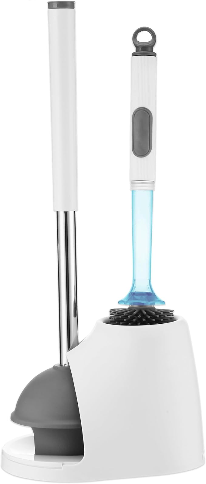 Toilet Brush &amp Plunger Set - Toilet Bowl Brush and Holder Refillable Liquid Dispenser Brush - 2 in 1 Silicone Toilet Brush &amp Plunger Set for Bathroom