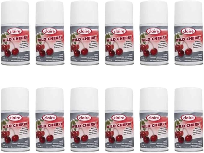 Claire CL107-12pk Wild Cherry Metered Air Freshener 7 Oz. Net Wt.12 Count
