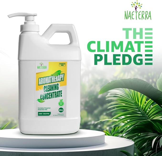 Naeterra Aromatherapy Cleaning Concentrate – Lemon &amp Eucalyptus | Ultra-Concentrated Plant-Based Household Cleaner | Half Gallon Makes 24 Gallons | Non-Toxic &amp Biodegradable