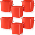 Zhehao 6 Pcs 3 Quart Bucket for Cleaning Small Sanitizer Bucket for Restaurant Square Plastic Pail with Handles for Home Offices Commercial Use Food Service(Red)