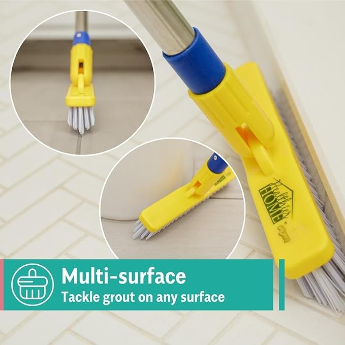 CHOMP! Grout Cleaner Bundle Includes Long Handle Stand Up Brush Refreshes Grout and Removes Stains on Tile Floors and Bathroom Walls &amp Kitchens (4 Pack Set)
