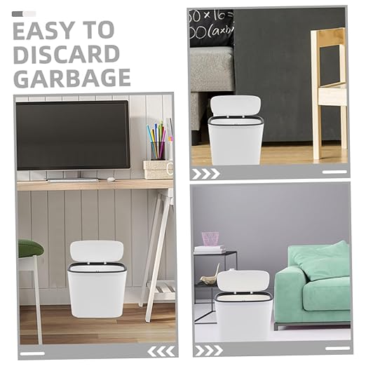 PRETYZOOM Compact Mini Trash Can Lid Automatic -up Design for Bathroom Bedroom Kitchen and Office Reusable Waste Basket for Home Use