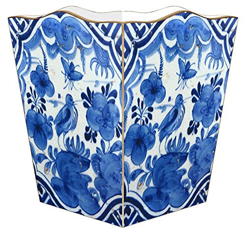 Marye-Kelley WB501-Blue Delft Bird Wastepaper Basket