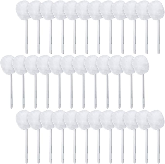 Zhehao 80 Pcs Toilet Bowl Brush Soft Swab Toilet Bowl Bulk White Reusable Long Plastic Handled Cleaners Scrubber Mop with Silk Cotton for Home Bathroom 15 x 3 Inch Without Cone Cup
