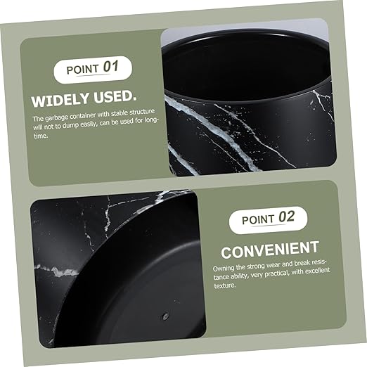Marble Pattern Trash Can Double-Layer Round Plastic Wastebasket for Living Room Kitchen and Bathroom Lidless Design Stylish Garbage Container for Home and Office