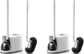 HAMITOR Toilet Plunger and Brush Set for Bathroom Cleaning with Extented Handle - Heavy Duty Toilet Plunger Combo Accessories with Caddy Stand Holder for Small Space - White2 Sets