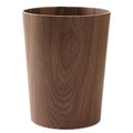 Round Stackable Wastebasket Natural Wood Garbage Recycling Bin for Bathrooms Kitchens Home Offices (Dark Wood)