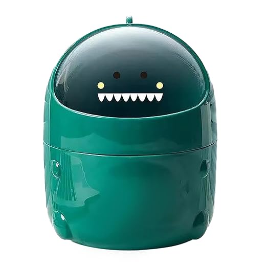 Mini Desktop Trash Can Plastic Mini Trash Can for Desk with Lid Small Cute Shaped Countertop Bin Waste Paper Bin Small Waste Bin for Dining Table Desk Home Office Easy Storage Big Size