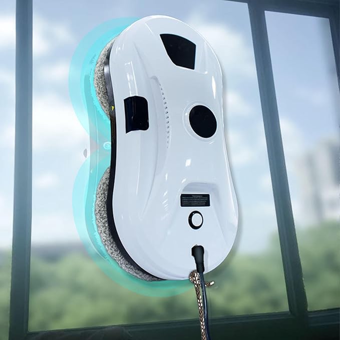 Window Cleaner Robot 2800Pa Suction Power Glass Cleaning Robot with 8 Cloth Double Disc Wiping Cleaning Robot for Windows Tiles Glass Door