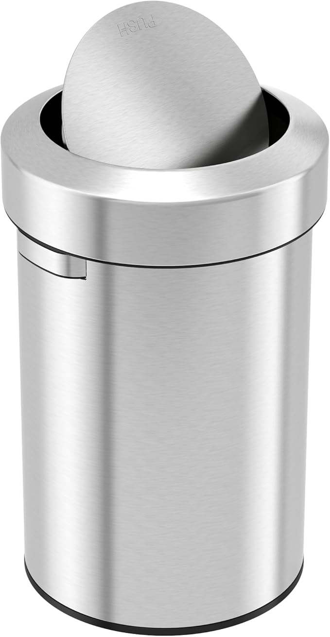 iTouchless Titan 17 Gallon Swing Open Trash Can Stainless Steel Self-Balance Flip Top Lid Commercial Grade 64 Liter Garbage Can is Perfect for Business Restaurant Office and Kitchen