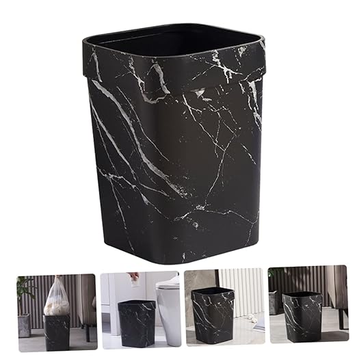 IMIKEYA Marble Small Square Trash Can Lidless Wastebasket with Non Slip Thick Base Compact Bathroom Garbage Container for Home Hotel Ktv Versatile Industrial Style