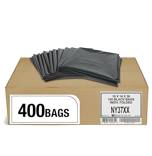 Aluf Plastics 20-30 Gallon 2 MIL Black Heavy Duty Garbage Trash Bags - 30 x 36 - Pack of 400 - For Contractor Industrial Institutional &amp Commercial