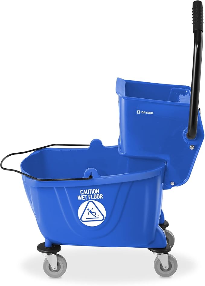 Dryser Commercial Mop Bucket with Side Press Wringer 26 Quart Blue
