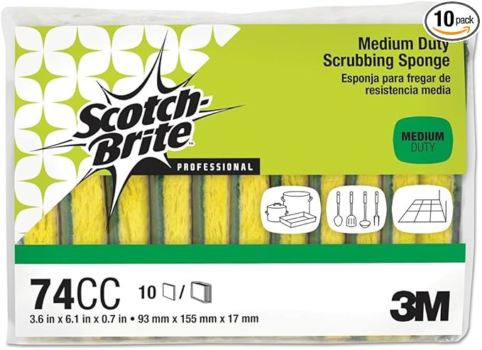 Scotch-Brite Professional Medium-Duty Scrubbing Sponge 3 1/2 x 6 1/4 10/Pack