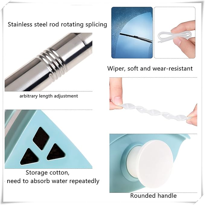 Bao Monad Glass Wiper Double-Sided Window Cleaning Cleaner Household high-Rise Building Cleaning Cleaning Tool Brush for households White (White)