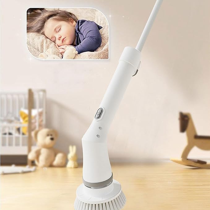 Electric Spin Scrubber Rechargeable Cleaning Brush with 6 Replaceable Heads Cordless Adjustable Handle Bathroom Scrubber