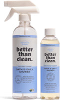 Better Than Clean™ Bath and Shower Cleaner Starter Pack – Fragrance Free Plant-Based Non-Toxic Bathroom Cleaner with 8oz Concentrate &amp 16oz Empty Refillable Spray Bottle