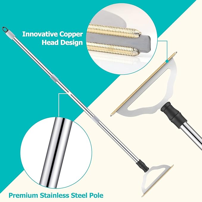 Carpet Rake for Pet Hair Removal - Reusable Pet Hair Remover for Carpet Long Handle Advanced Dog Hair Broom Cat Fur Brush Lint Remover Scraper for Carpets Rugs Mats Couch Furniture