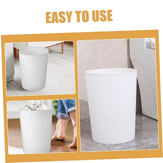 VICASKY Plastic Trash Can Wastebasket No Lid Sturdy Household Garbage Container for Bathroom Office Bedroom White Compact Trash Container with Large Open Design for Easy Disposal