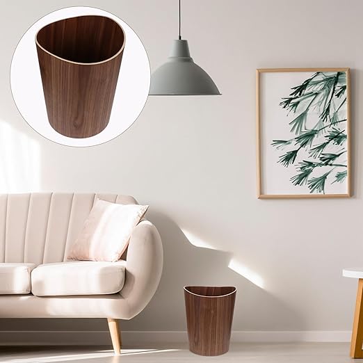 Garneck Japanese-Style Wooden Trash Can Opening Kitchen Rubbish Bin Decorative Household Wastebasket for Bedroom Office Hotel with Simple Nordic Design Easy to Clean
