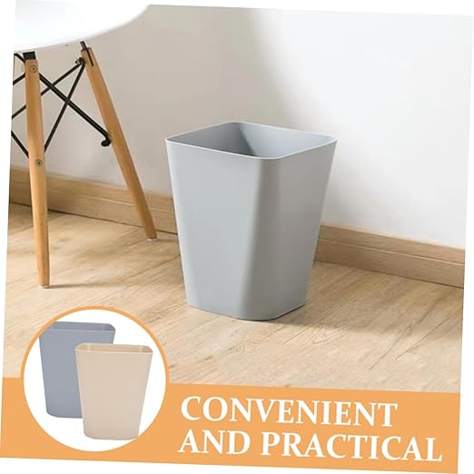 2pcs Large Capacity Trash Can Plastic Wastebasket for Office Home Hotel for Kitchen Bathroom Living Room Grey