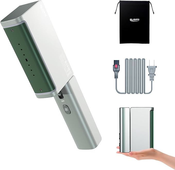 1200W Travel Steamer for Clothes Portable Mini Dual Voltage (110-220V) Foldable Clothes Steamer and Iron Compact Garment steamer15s Fast Heat-Up Pluggable Cable Worldwide Travel (Green)
