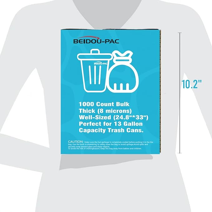 Tall Kitchen Trash Bags 13 Gallon 1000 Count Unscented Clear Plastic Recycling Bags