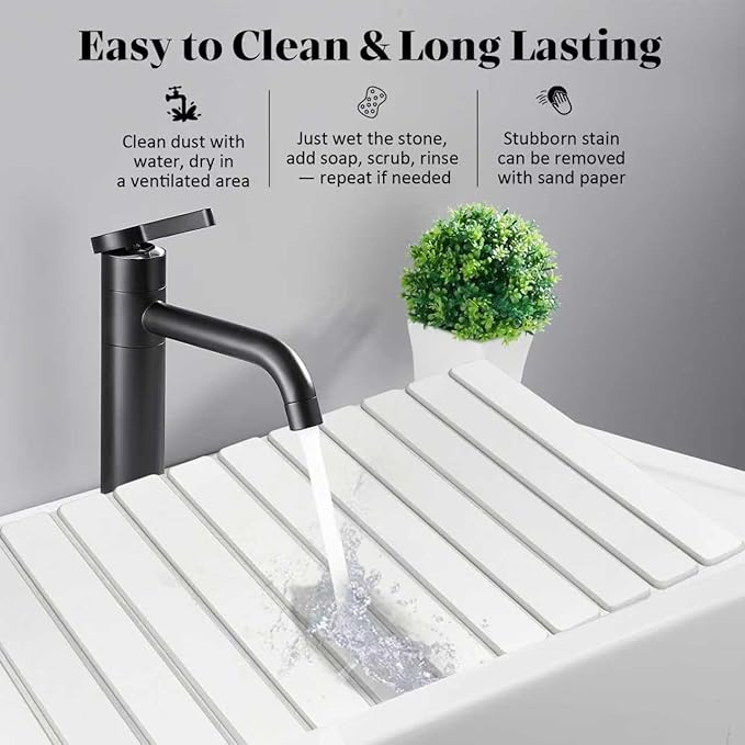 Large Stone Dish Drying Mats for Kitchen Counter 28(L)×16(W) White Fast Drying Collapsible Dish Drying Mat Eco-Friendly Absorbent Diatomaceous Earth Mats for Dishes Bottles Match Countertop