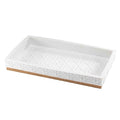 Nicole Miller - Vanity Tray Durable Resin Countertop Accessories with Faux-Wood Base Ideal Organization for Home Modern Bathroom Decor Dorm Room Essentials (Lena Collection White)