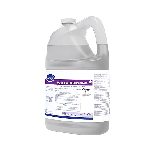 Oxivir Diversey 4963314 Five 16 One-Step Hospital Strength Disinfectant Liquid Cleaner Accelerated Hydrogen Peroxide Concentrate For Home &amp Commercial Use 1-Gallon (Pack of 4)