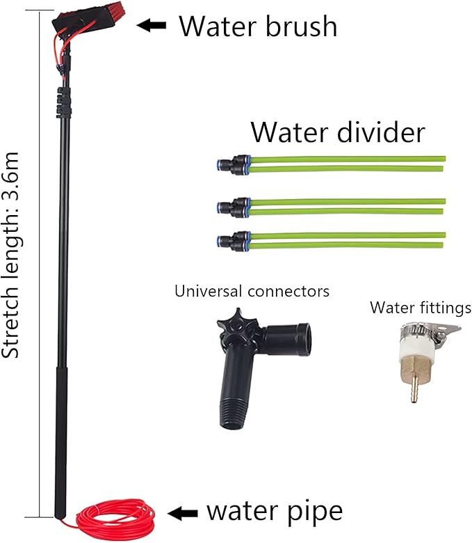 Window Cleaning Pole/Water Fed Telescopic Brush/Extendable Cleaner Conservatory Roof Suitable for Photovoltaic Panel Cleaning Trucks Windows 3.6m