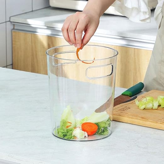 Homoyoyo Elegant Round Garbage Bin Acrylic Waste Basket Multi-Functional Rubbish Bin for Home Office Use