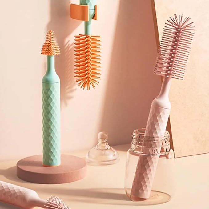 360 Bottle Cleaner 360 Electric Bottle Cleaner Electric Bottle Brush Cleaner Baby 360 Bottle Cleaner Brush Portable Travel Electric Baby Bottle Brush Set (4SetPink)