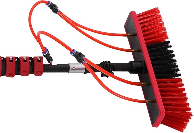 29.5FT Window Cleaning Water Fed Brush Kit 13.2'' Detachable Brush Head Window Glass Washing Cleaner Equipment Kit Adjustable Telescopic Pole Tool for Household &amp Outdoor