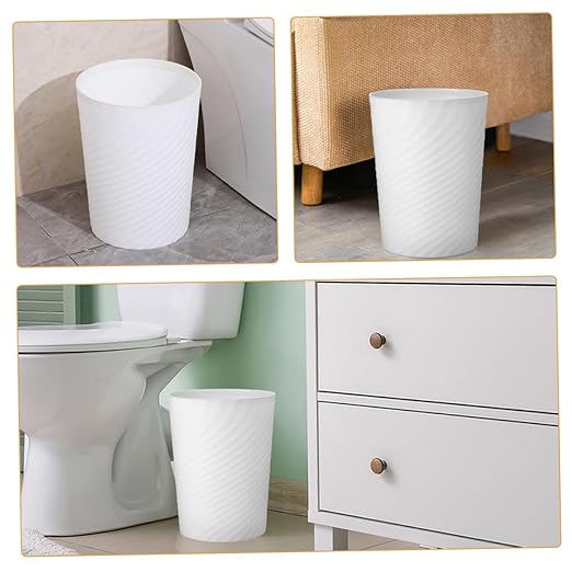 Alipis Practical Trash Can Medium Open Top Wastebasket for Bathroom Office Kitchen and Home Use Versatile Garbage Container White