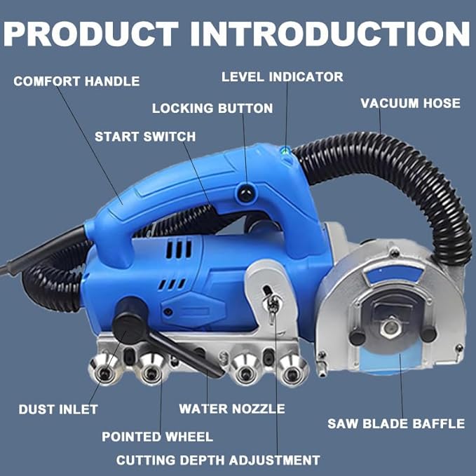 1200w Electric Grout Removal Tool - 9000rpm Tile Grout Remover Machine Portable Self-Vacuuming for Floor Projects Efficient Tile Seam Cleaning C