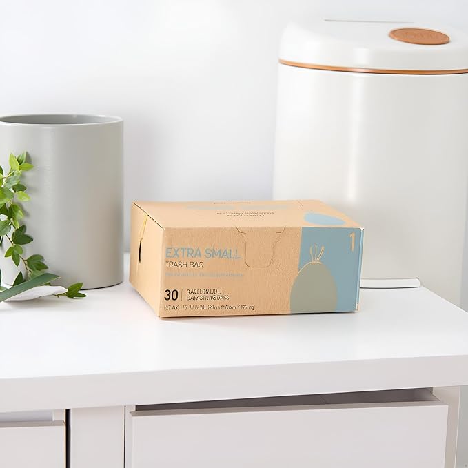 Trash Bags 30 Count White Drawstring Waste Bags | Leak-Resistant Tear-Resistant Unscented | For Bathroom Office Bedroom Bins (20 x 17.7in)