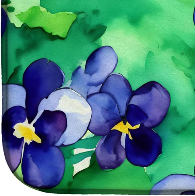 Caroline's Treasures DAC1717DDM Wisconsin Wood Violets in Watercolor Dish Drying Mat Absorbent Dish Drying Mat Pad for Kitchen Counter Dish Drainer Mat for Countertop 14 x 21 Multicolor