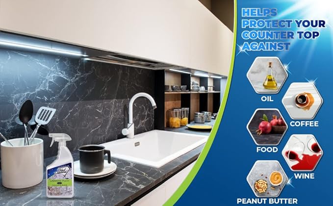 Black Diamond Stoneworks GRANITE PLUS! 2 in 1 Cleaner &amp Sealer for Granite Marble (1-G1-QT) Granite Sealer: Seals and Protects Granite Marble. 1-QT