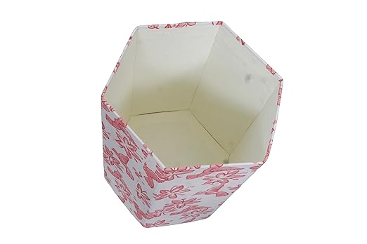 Generic 3.3 Gallon Cotton Hand Block Printed Paper Waste Basket |Small Decorative Trash Can for Housewarming Gifts in Living Room Bedroom Bathroom | Eco-Friendly Plastic-Free (1 PINK BIRD)