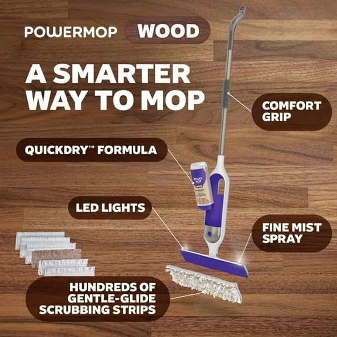 This Smart Floor Cleaning mop Comes with Two Replaceable mop Pads and is Suitable for Hardwood Floors and All Treated Floor Surfaces.
