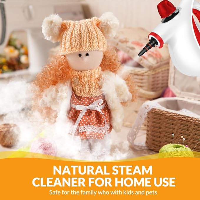 Handheld Pressurized Steam Cleaner with 12 pcs Accessories Portable Steamer for Cleaning Steam Cleaner for Home Use Steamer for Cleaning Car Furniture Floor Upholstery Grout and Tile Red