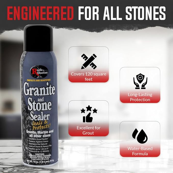 Rock Doctor Granite &amp Quartz Care Kit 3 Piece Maintenance Stone Care Combo Kit – Cleans &amp Renews Marbel Travertine Tile and All Other Stone Fresh Pack of 3 54.0 Ounce