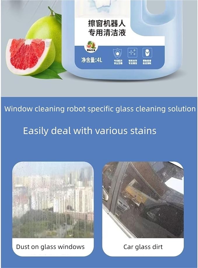 Window Cleaning Robot Glass Cleaning Solution 4L Compatible With ECOVACS Winbot W1S Pro/W1 PRO/ W2 OMNI/W2 PRO/W2 PRO OMNI/WINBOT MINI HA41 W1SPRO W920(2 bottles)
