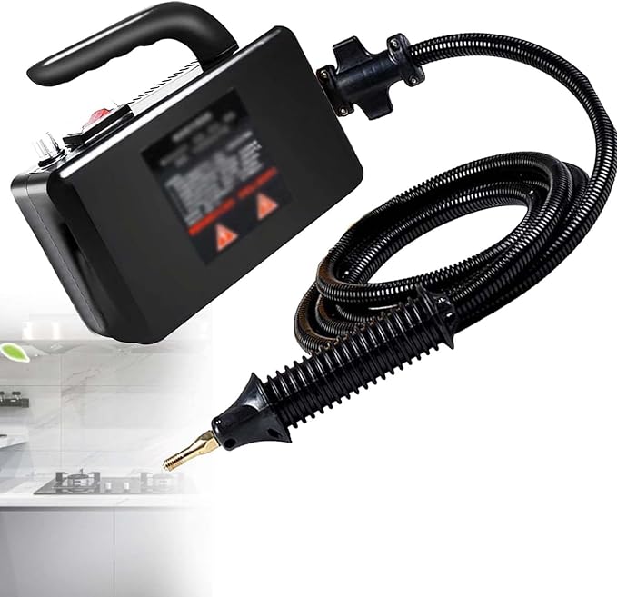 110V/220V High Pressure Steam Cleaner2600W Handheld High Temperature CleanerTankless Heavy Duty Household Grout Tile Kitchen Fuel TruckBlack-110V