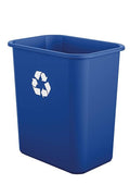 7 Gallon Waste Basket Blue w/Recycle Logo
