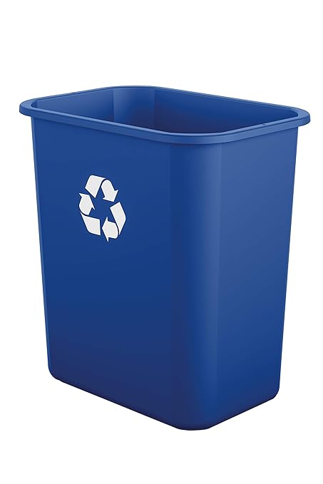 7 Gallon Waste Basket Blue w/Recycle Logo