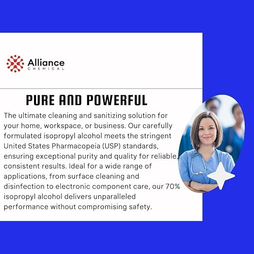 Isopropyl Alcohol (IPA) 70% - USP Medical Grade - 32 FL Oz Quart Spray Bottle - High Purity Rubbing Alcohol 70 Percent - Alliance Chemical - Made in America